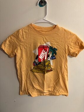 Nike Yellow Graphic Tee with Red Logo